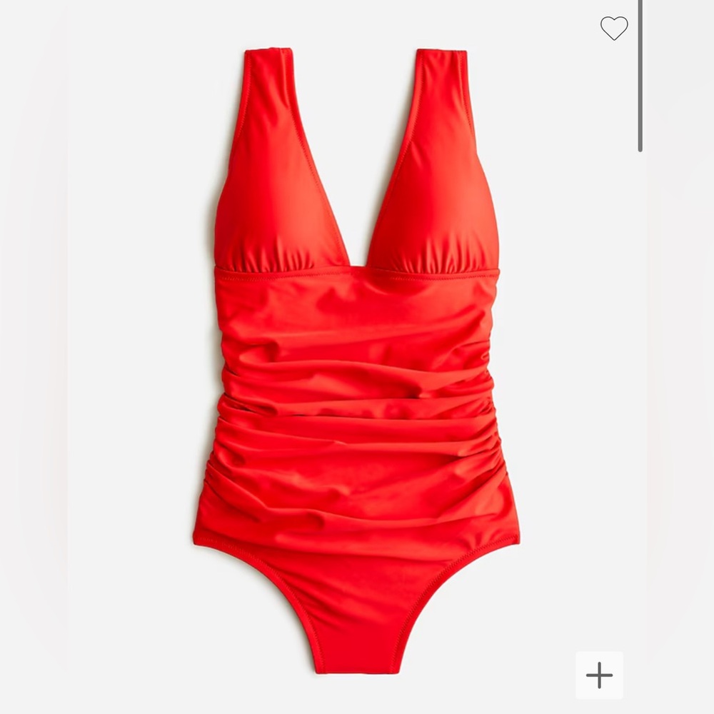 Jcrew Ruched V-neck one-piece red. Padding. Worn once. Size 16